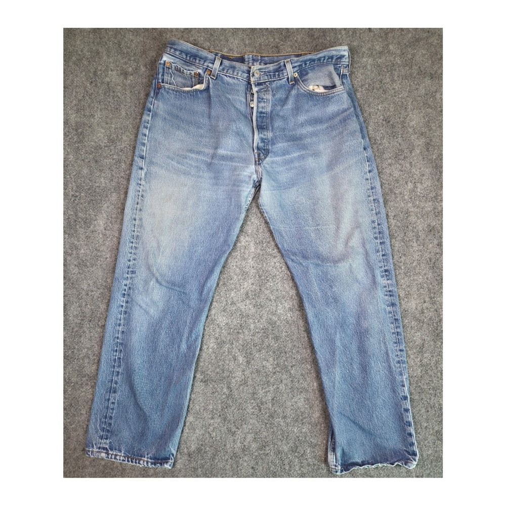 Y2K Levis 501 Jeans Mens 42X34 Blue Straight Leg Button Fly Made in USA 1999